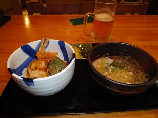 天ぷら屋さんの昼定食＆生ビール