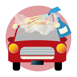 車に水を吹きかけて気化熱で車内温度をさげる